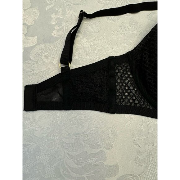 Victoria’s Secret Size 32DD Plunge Bra Black Lace Overlay Sexy Neglige Boudoir - Picture 6 of 11